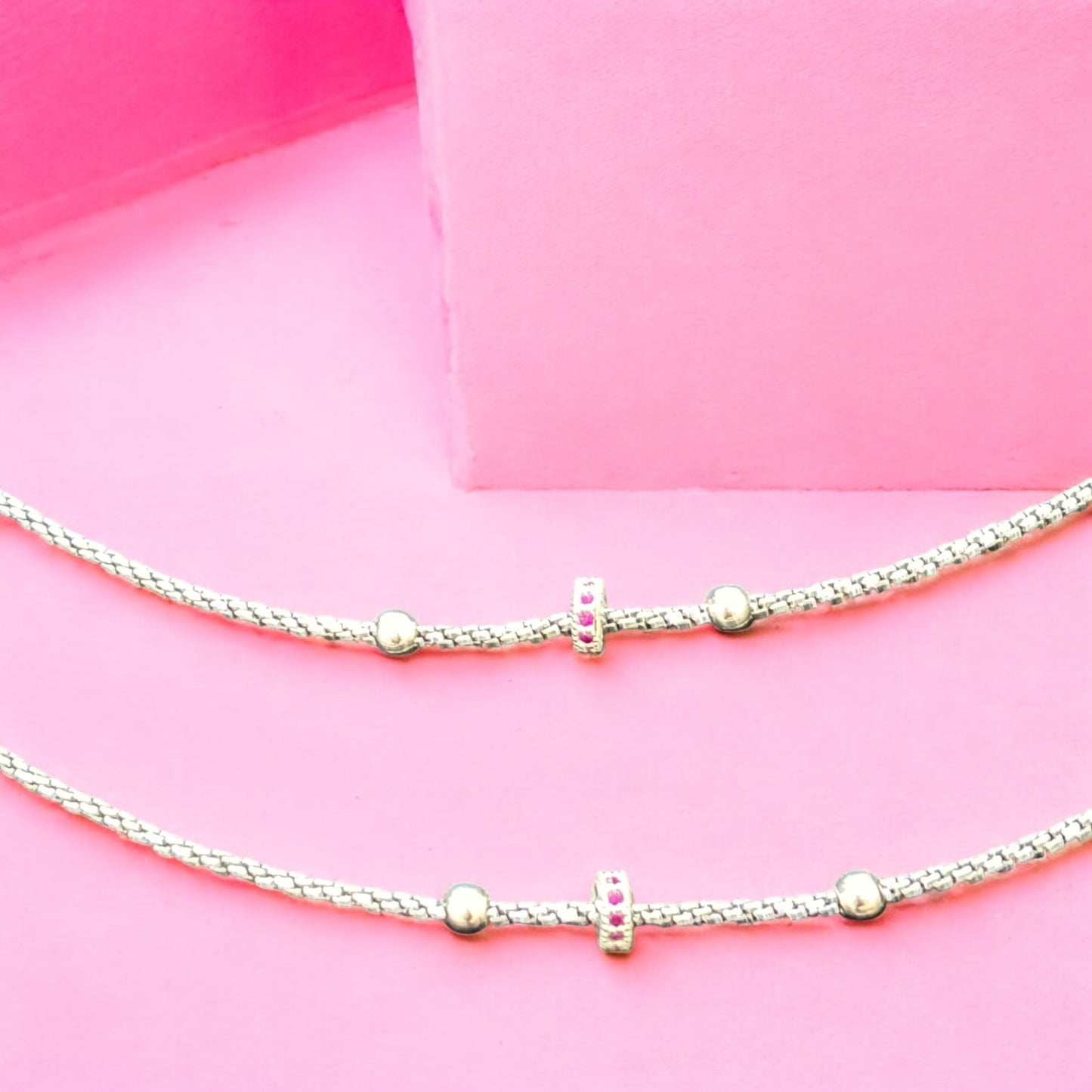 Red beads oxidised minimal anklet