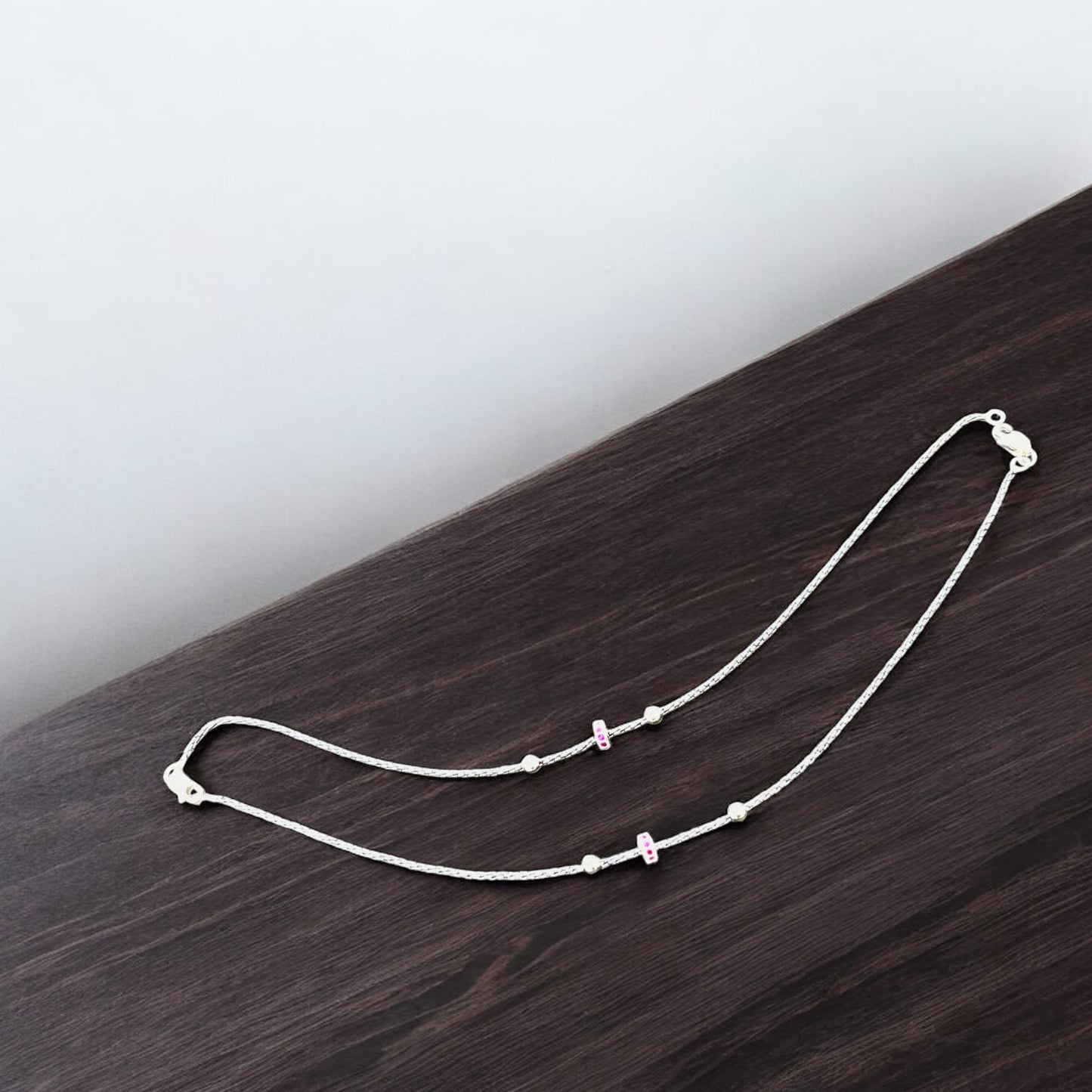 Red beads oxidised minimal anklet