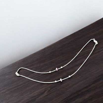 Red beads oxidised minimal anklet