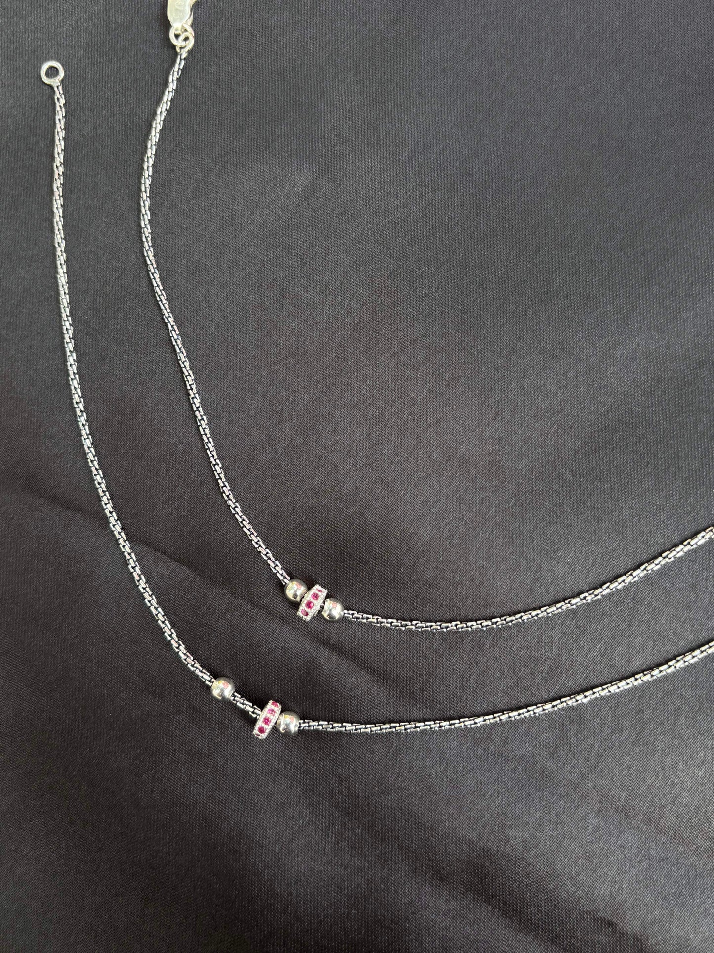 Red beads oxidised minimal anklet