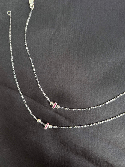 Red beads oxidised minimal anklet