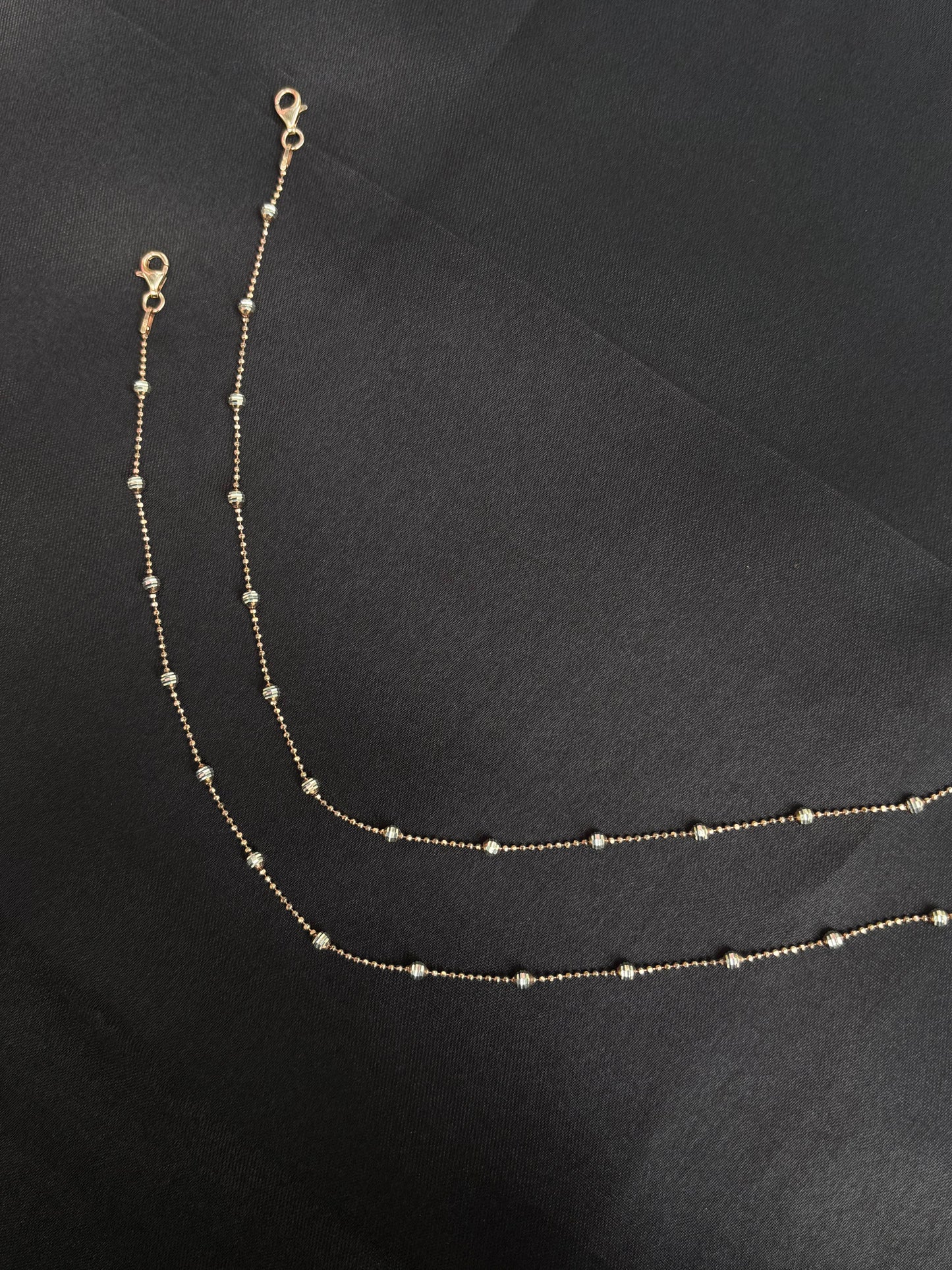 Rose Gold Beaded Sterling Silver Anklets