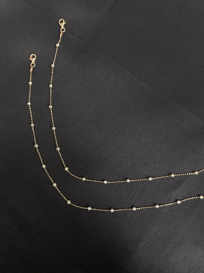 Rose Gold Beaded Sterling Silver Anklets