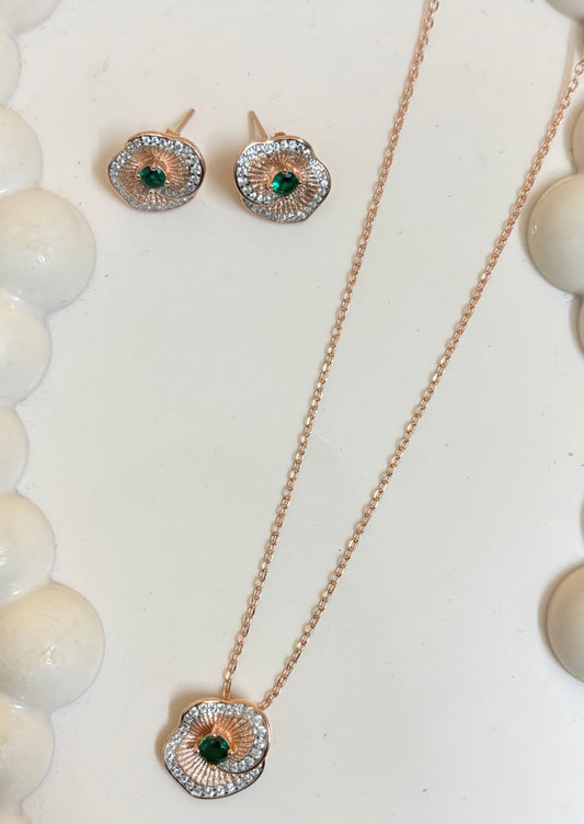 Rose Gold Minimal Silver Pendant Set