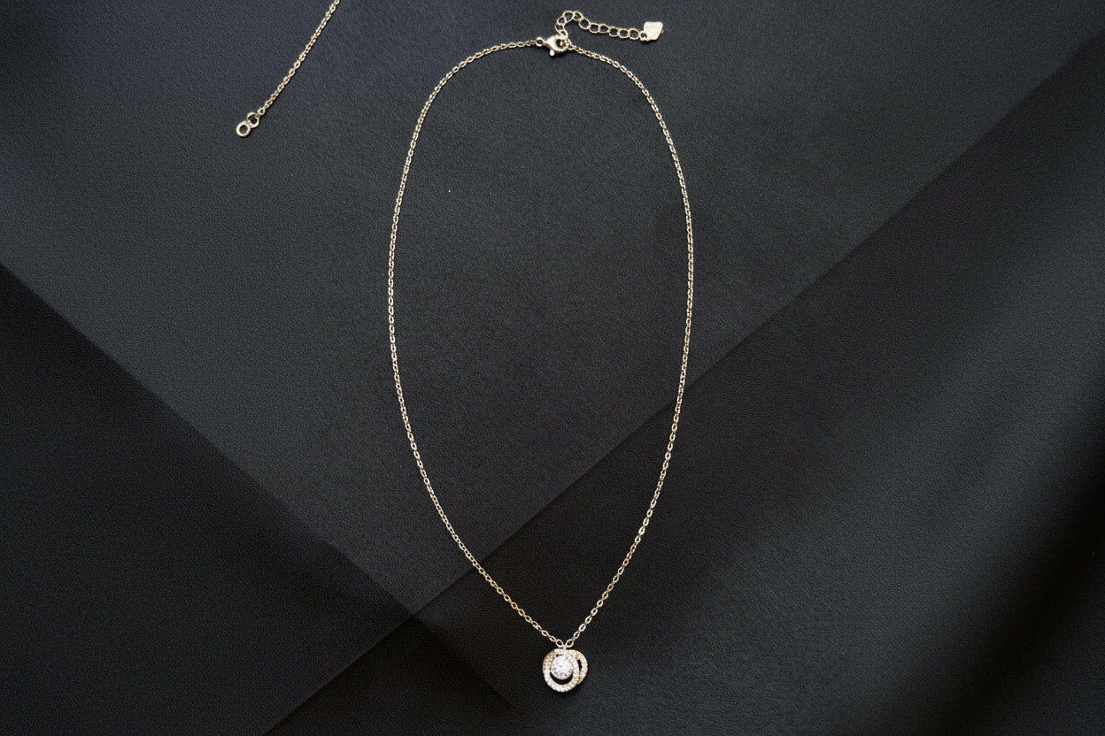 Rose Gold captured diamond Silver Set