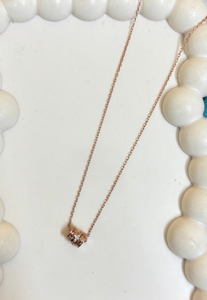 Rose Gold cylindrical pendant Silver Set