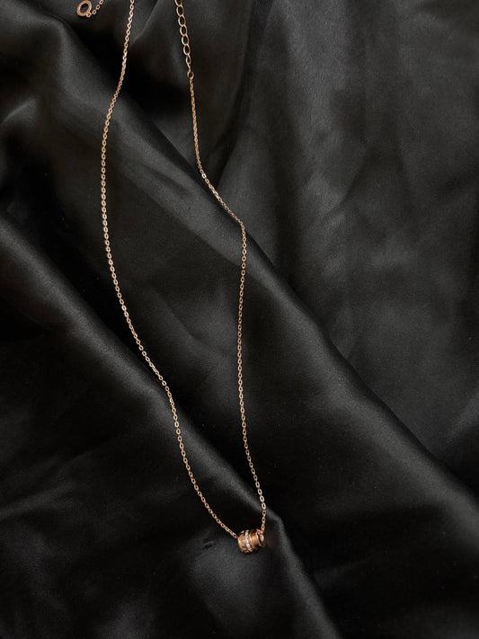 Rose Gold cylindrical pendant Silver Set