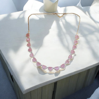 Royal Baby pink Silver Necklace set
