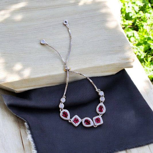 Ruby Multistone Silver Bracelet