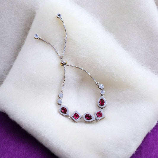 Ruby Multistone Silver Bracelet