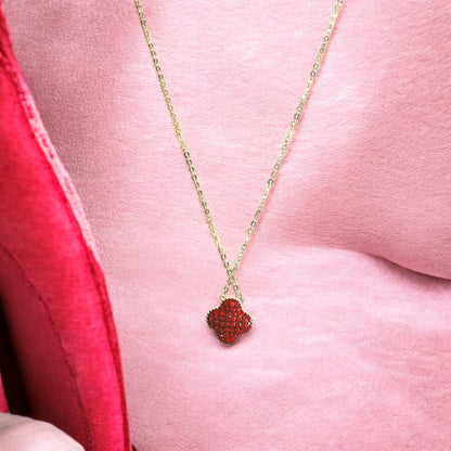 Ruby floral pendant with box chain