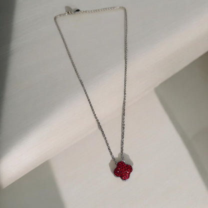 Ruby floral pendant with box chain