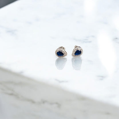 Sapphire Tear Drop 925 pendant set