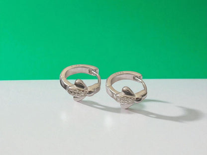 Silver Bee CZ Hoop Tik Tok Earring