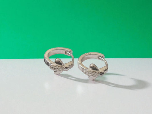 Silver Bee CZ Hoop Tik Tok Earring