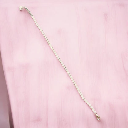Silver CZ studded adjustable tennis bracelet