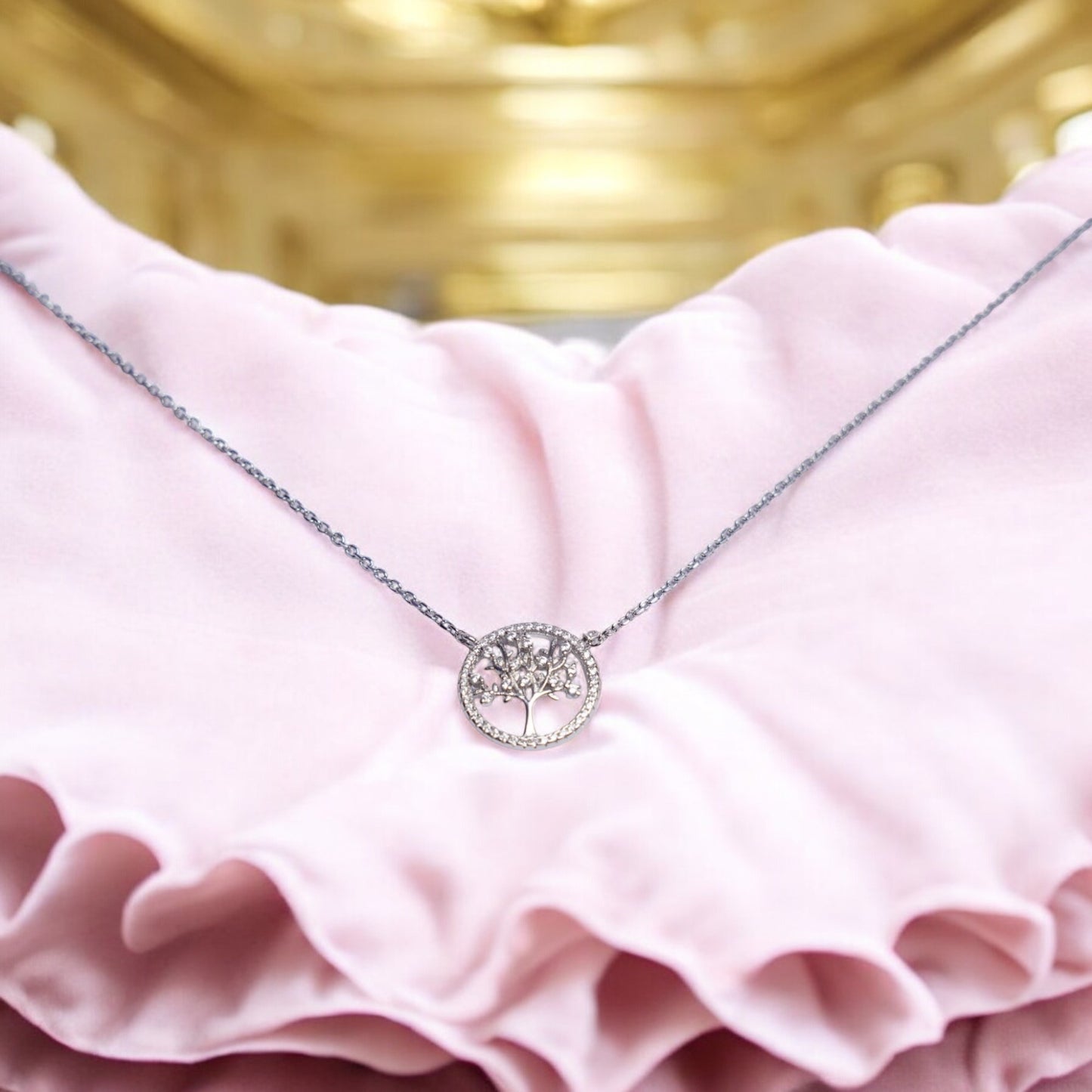 Silver Tree Pendant with box chain