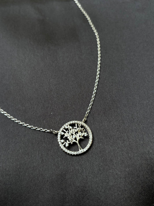 Silver Tree Pendant with box chain