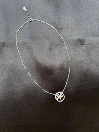 Silver Tree Pendant with box chain