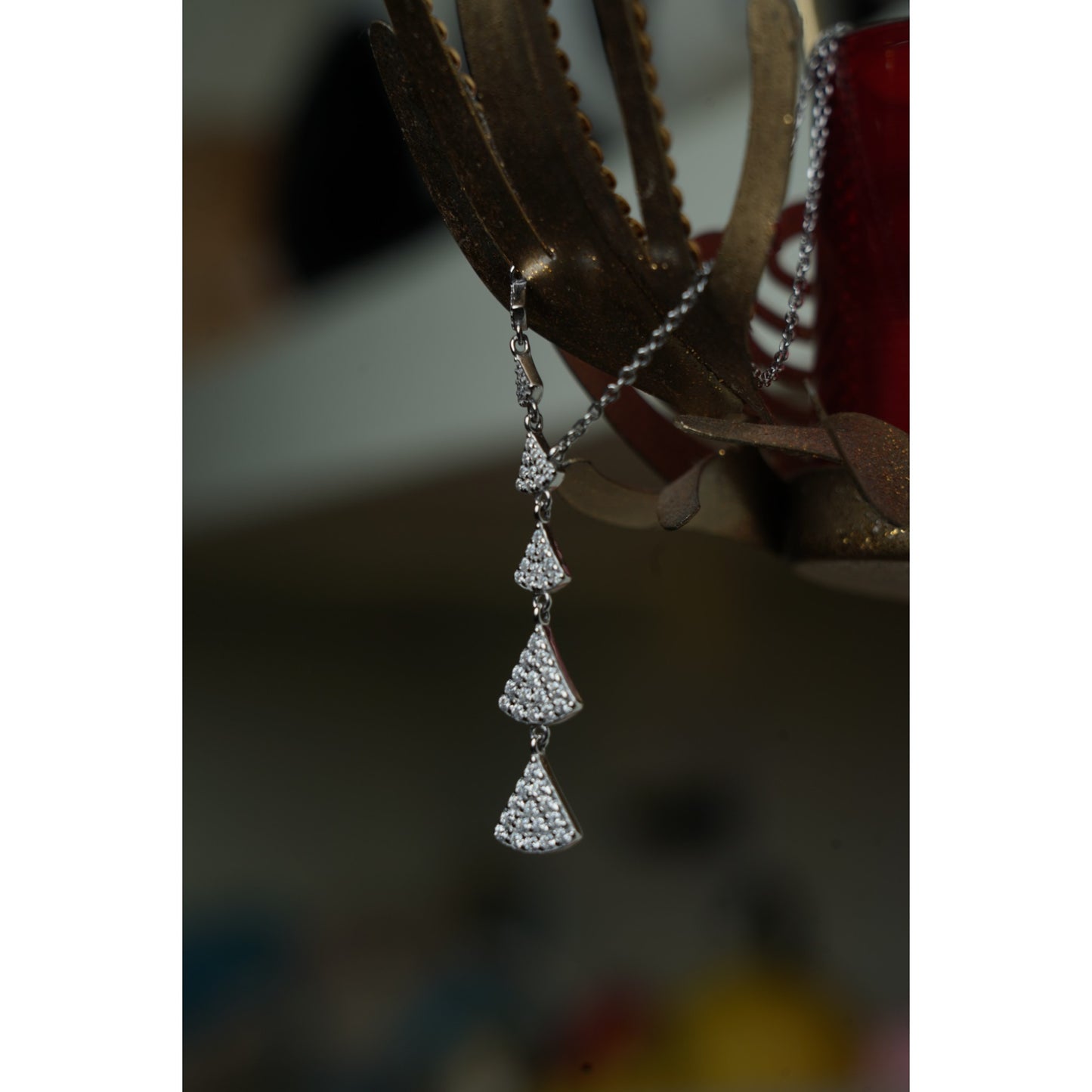 Silver Triangular drop necklace