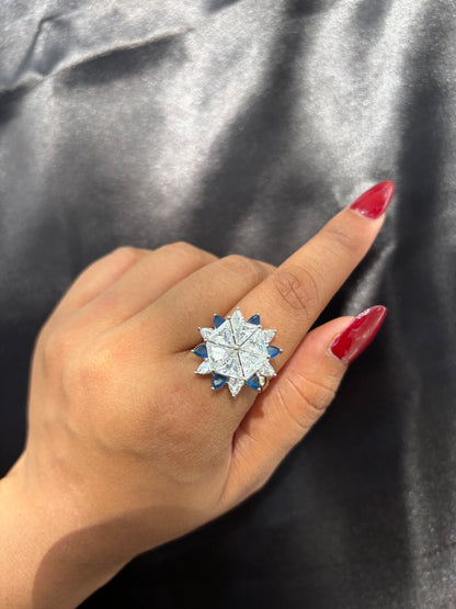 Solitaire Star Cocktail adjustable ring