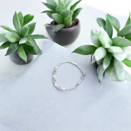Sparkling Blue row of stars Silver Bracelet
