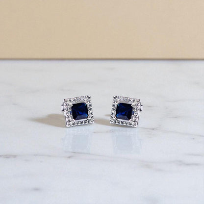 Square Cut Precious stone Pendant Set