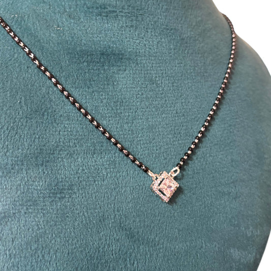 Square Solitaire Silver mangalsutra