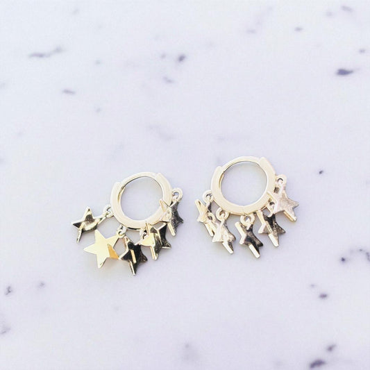 Star Charms dangling 925 silver earring