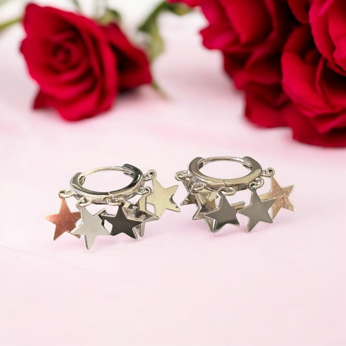 Star Charms dangling 925 silver earring