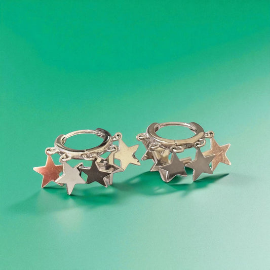 Star Charms dangling 925 silver earring