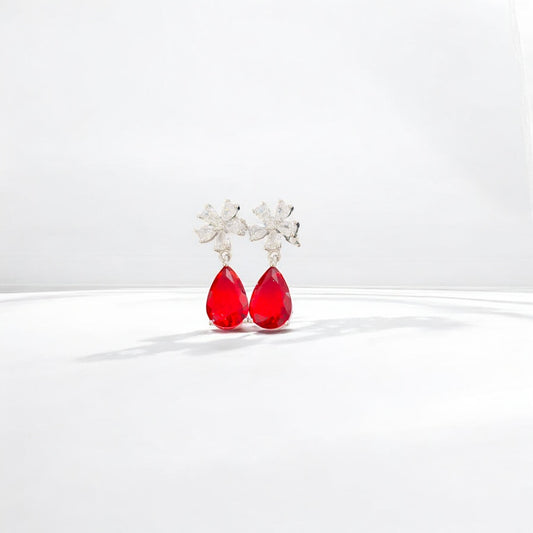 Star Ruby drop 925 Silver Earring