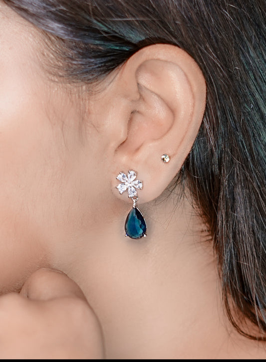 Star Sapphire drop 925 Silver Earring