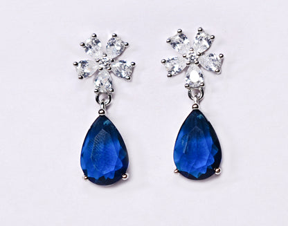Star Sapphire drop 925 Silver Earring
