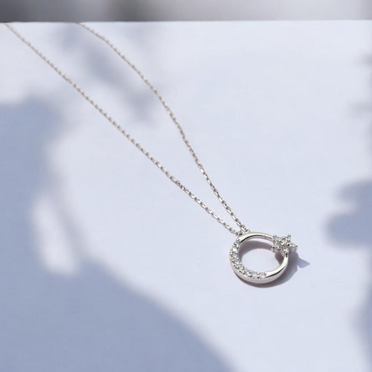 Star in moon sterling silver with chain