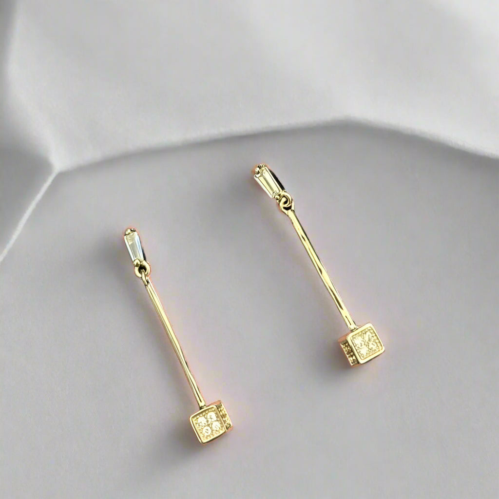 Statement drop Rose gold Silver Earring