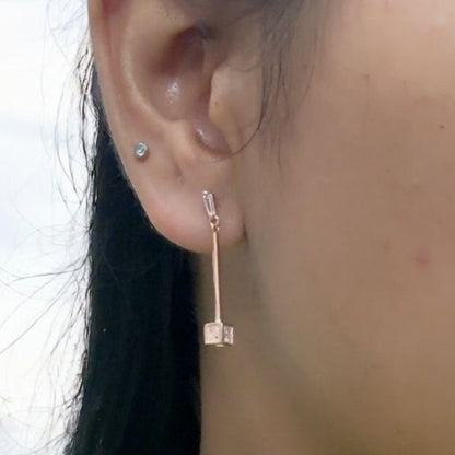 Statement drop Rose gold Silver Earring