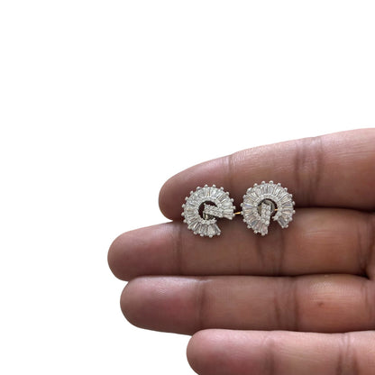 Stellar Veil – Celestial Baguette 925 Silver Earrings