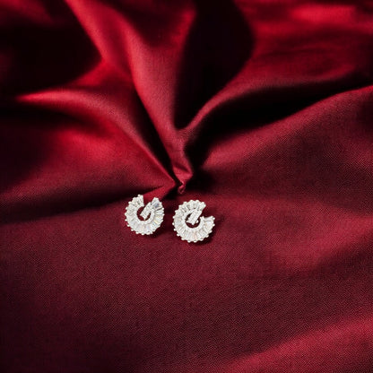 Stellar Veil – Celestial Baguette 925 Silver Earrings