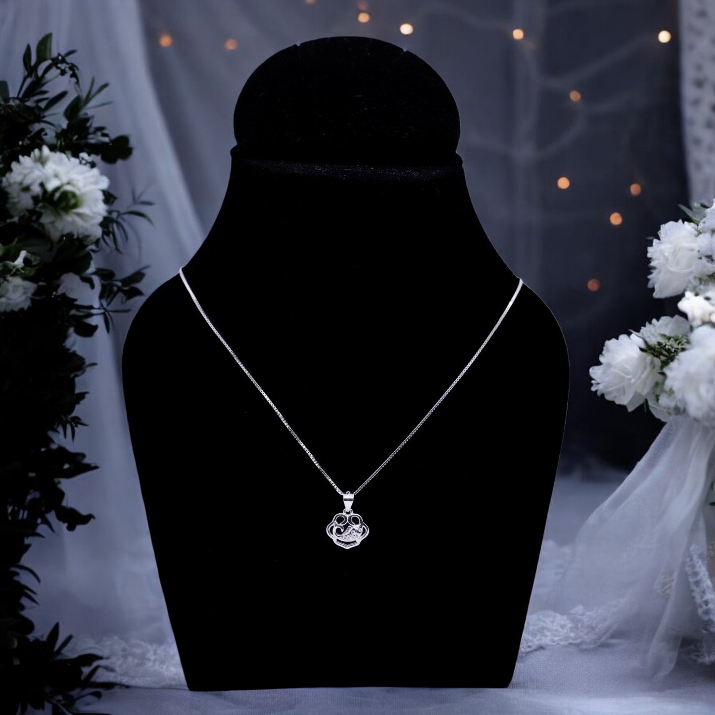 Sterling Silver Peacock in a shell pendant with chain