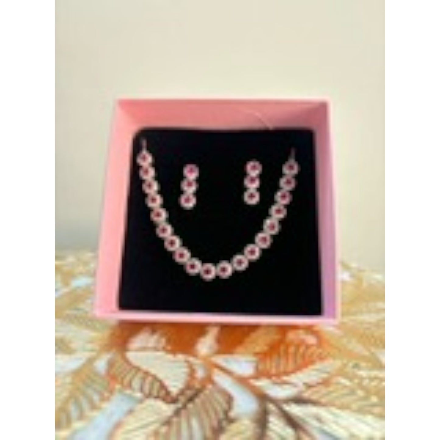 String of ruby gem Silver Necklace set