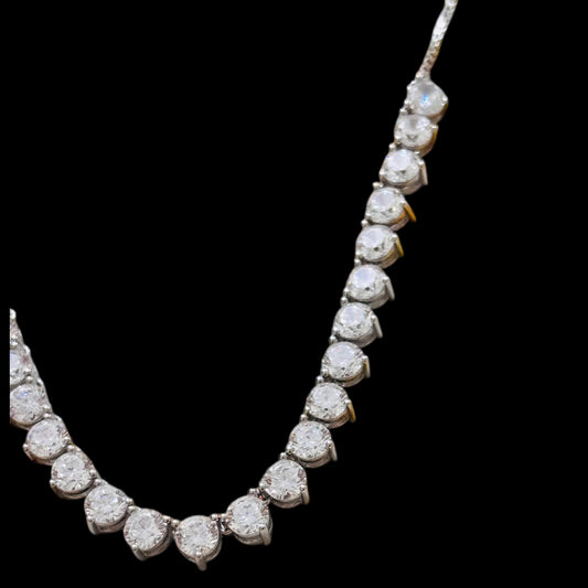 String of solitaire 925 silver necklace set