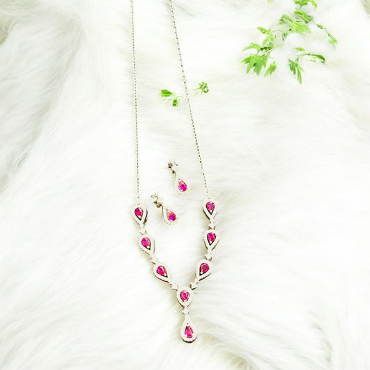 Tear drop Ruby Necklace Set