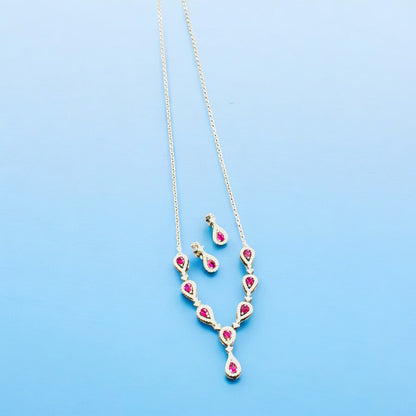 Tear drop Ruby Necklace Set
