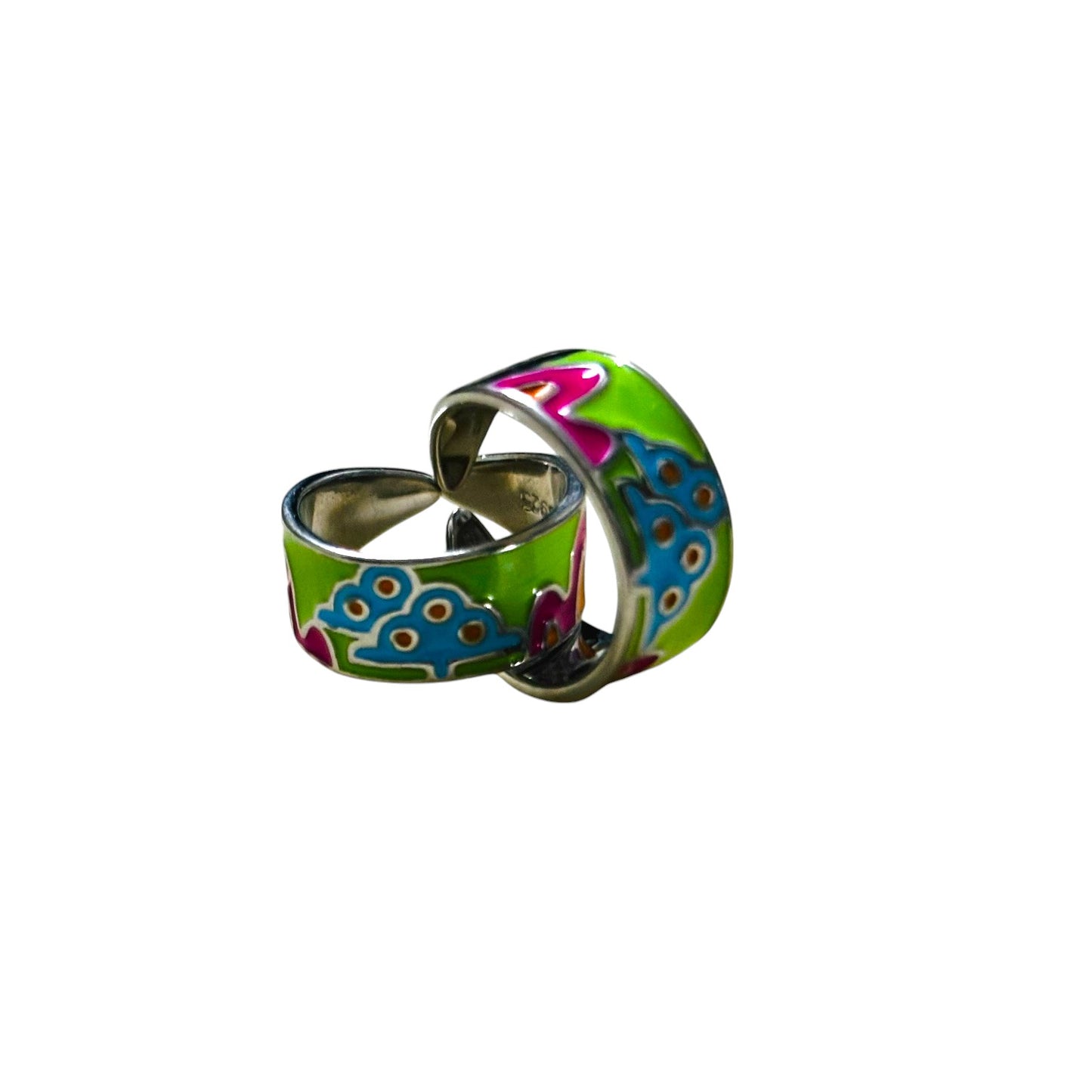 Tree graffiti enamel toe ring