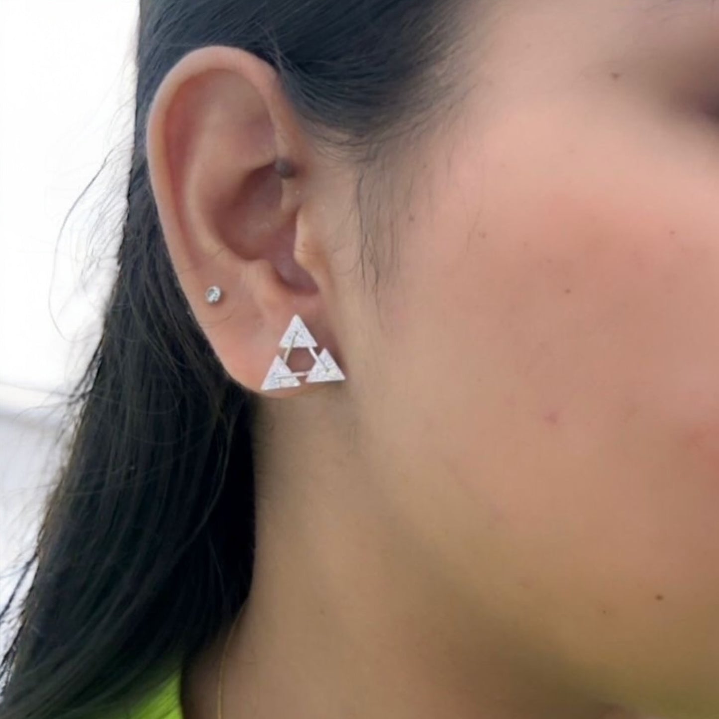 Triangle crystal Silver Earring