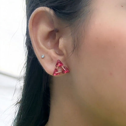 Triangle crystal Silver Earring