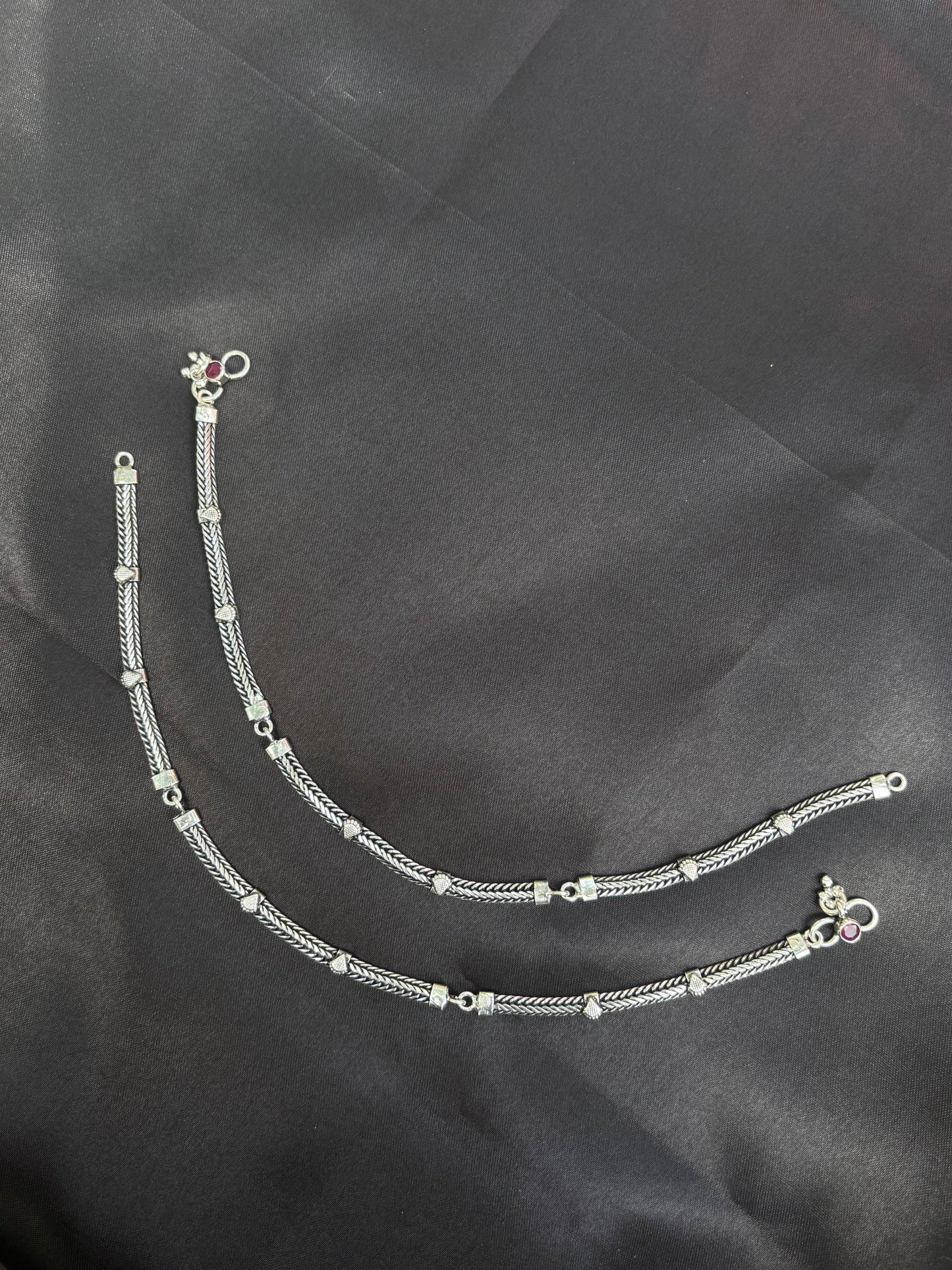 Tribal Oxidised 925 silver anklet