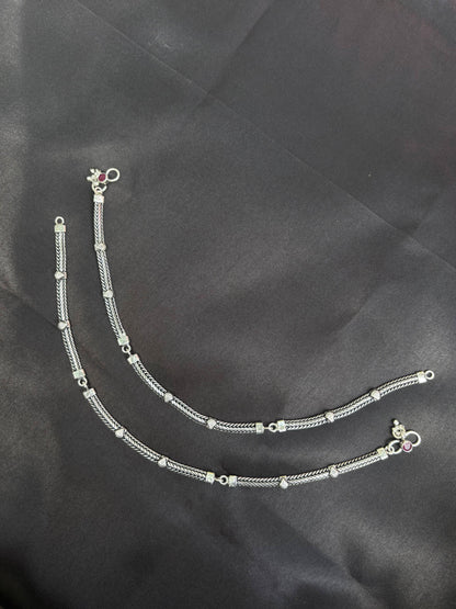 Tribal Oxidised 925 silver anklet