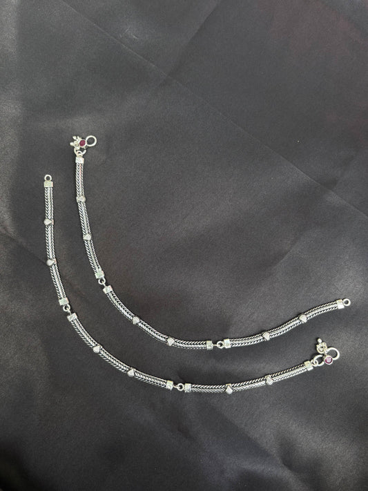 Tribal Oxidised 925 silver anklet